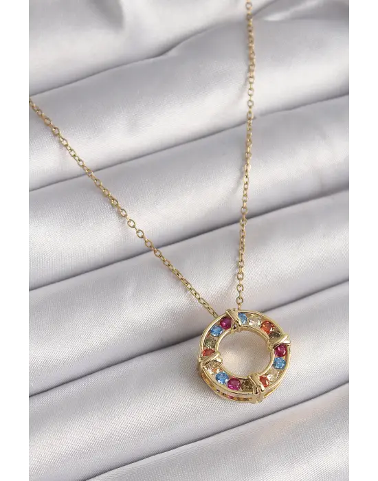  Altın  Zincir li Zirkon Taşlı Xoxo Model  Çelik Kolye