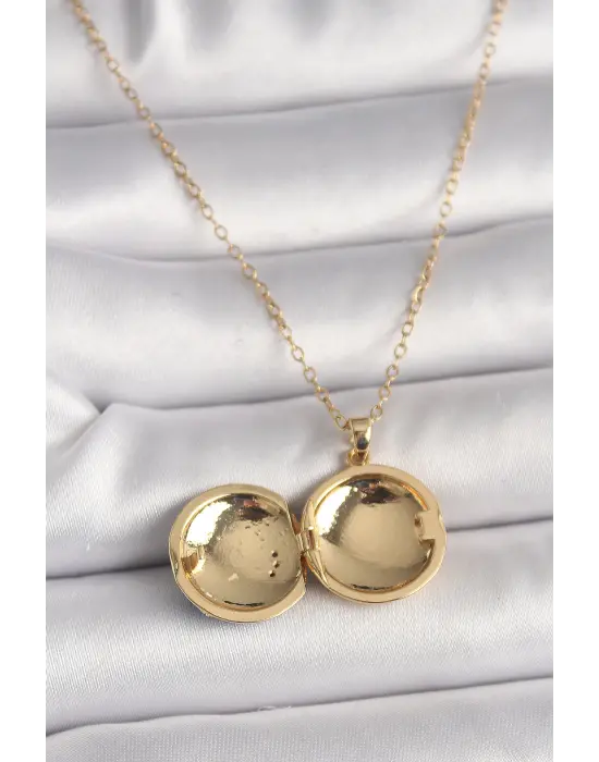  Altın  Zincir Zirkon Taş Detaylı Açılır Galaksi Model  Çelik Kolye