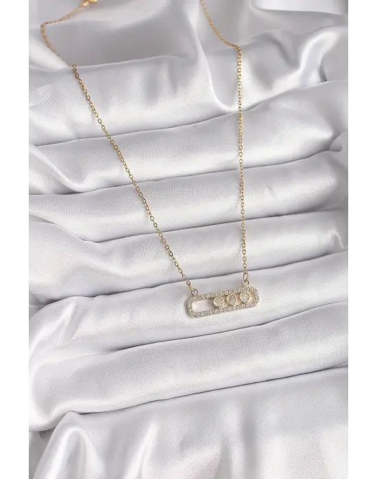  Altın  Zincir Zirkon Taşlı Messika Model  Çelik Kolye