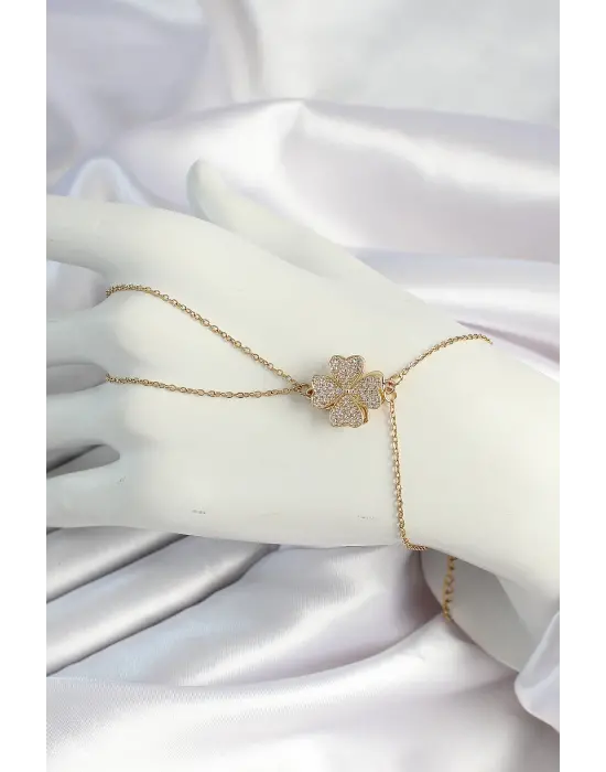 316L Çelik Gold Renk Zincirli Dönen Yonca Figürlü Şahmeran