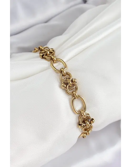 316L Çelik Gold Renk Zincirli Kadın Bileklik