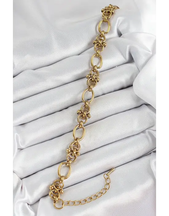 316L Çelik Gold Renk Zincirli Kadın Bileklik