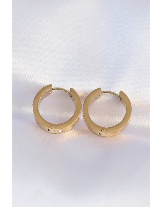   Altın Zirkon Taşlı Model Halka Küpe