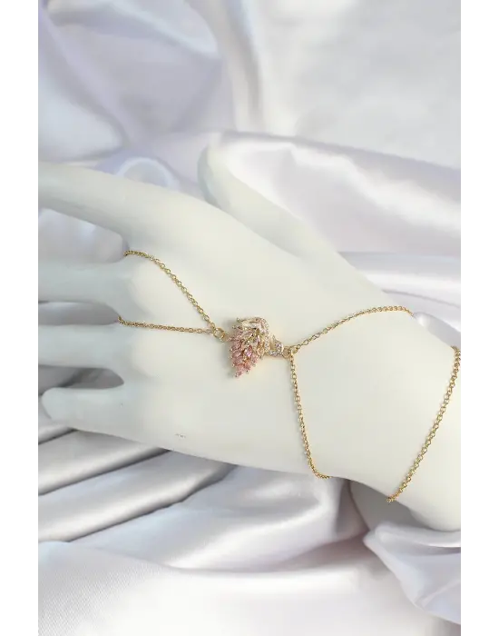 316L Çelik Gold Renk Zirkon Taşlı Kuğu Figürlü Şahmeran