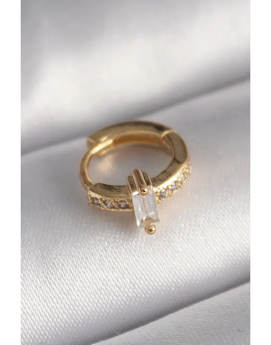 316L Çelik Gold Renk Zirkon Taşlı Tragus Piercing