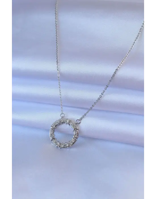  Altın  Zirkon Taşlı Xoxo  Çelik Kolye