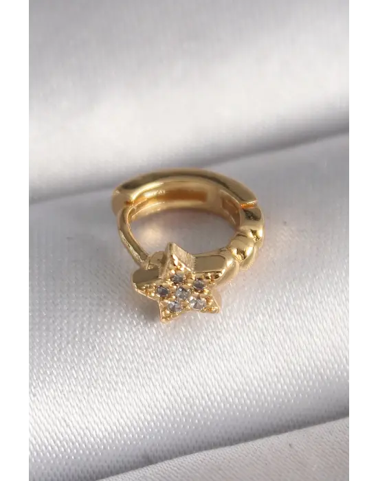 316L Çelik Gold Renk Zirkon Taşlı Yıldız Model Tragus Piercing