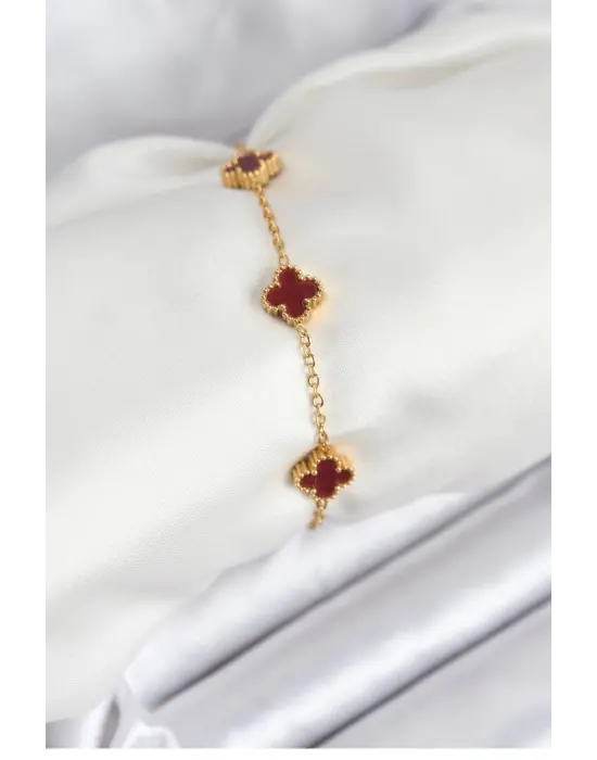 316L Çelik Gold Zincir Baby Boy Bordo Renk Bileklik