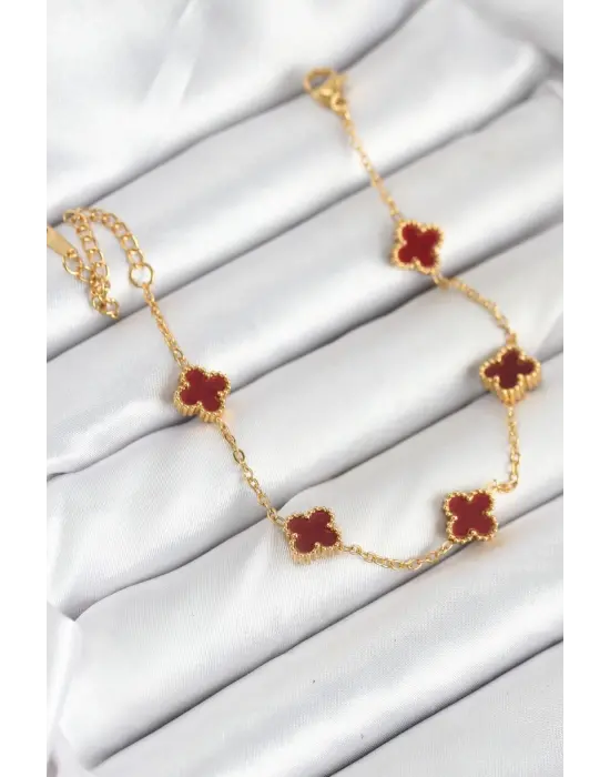 316L Çelik Gold Zincir Baby Boy Bordo Renk Bileklik