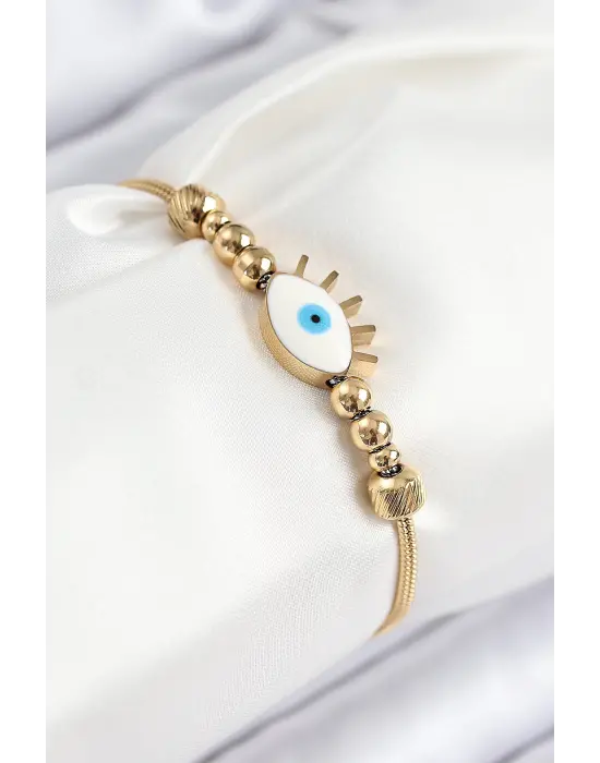 316L Çelik Göz Charm Model Gold Renk Kadın Bileklik