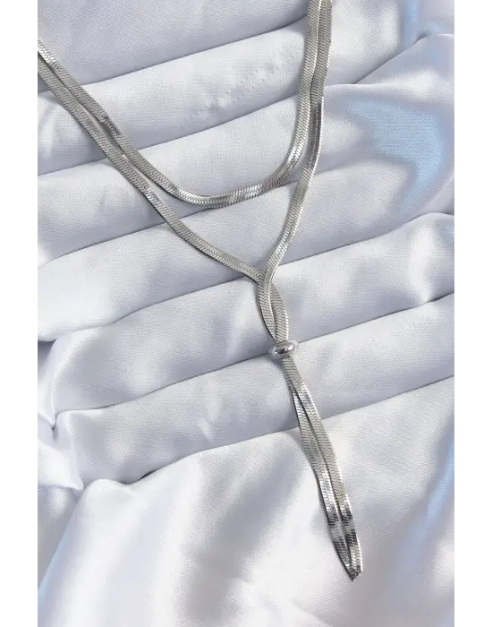  Gümüş  2li İtalyan Zincir Asansör Model  Çelik Kolye