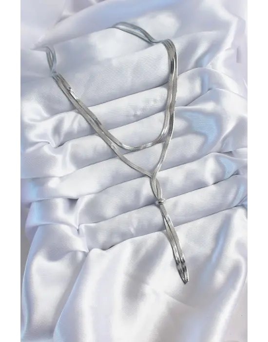  Gümüş  2li İtalyan Zincir Asansör Model  Çelik Kolye