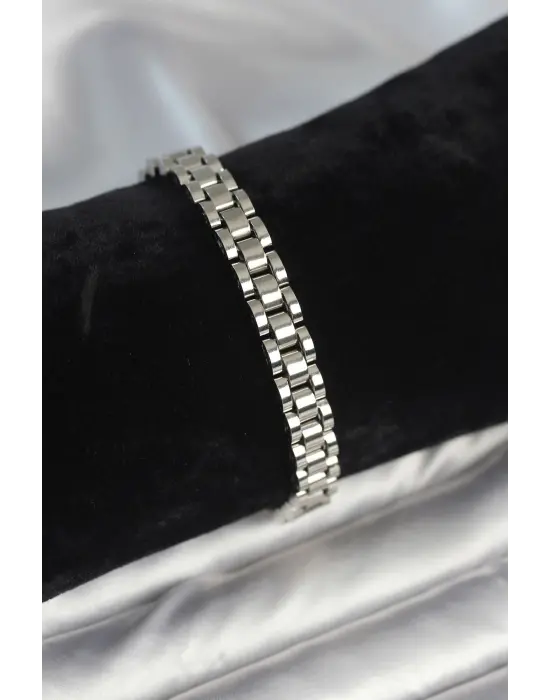 316L Çelik Gümüş Renk 7 mm Kalınlık Erkek Bileklik