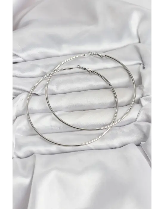 316L Çelik Gümüş Renk 75 mm Halka Küpe