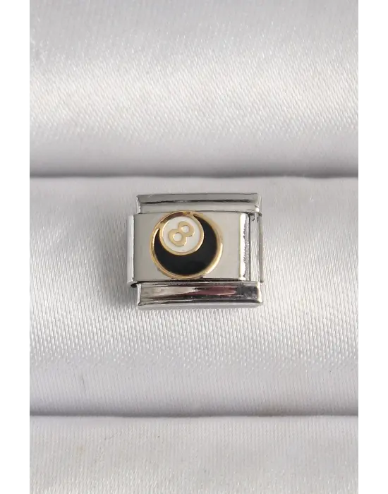 316L Çelik Gümüş Renk 8 Ball İşlemeli Nomination Charm