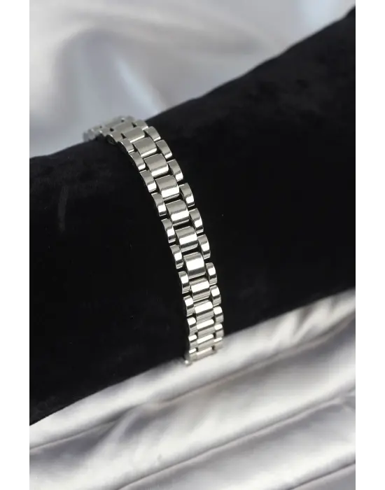 316L Çelik Gümüş Renk 9 mm Kalınlık Erkek Bileklik