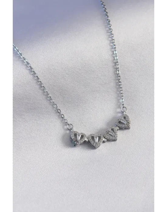  Gümüş  Açılır Yonca Model  Çelik Kolye