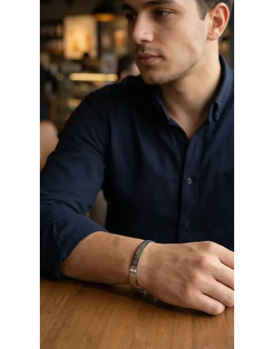 316L Çelik Gümüş Renk Ayetel Kürsi Yazılı Bileklik