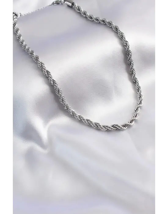 316L Çelik Gümüş Renk Burgu Model Kadın Kolye