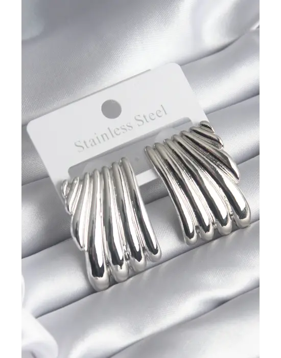   Gümüş Deniz Kabuğu Model Çelik Küpe