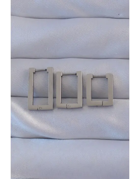   Gümüş Dikdörtgen Küpe Seti