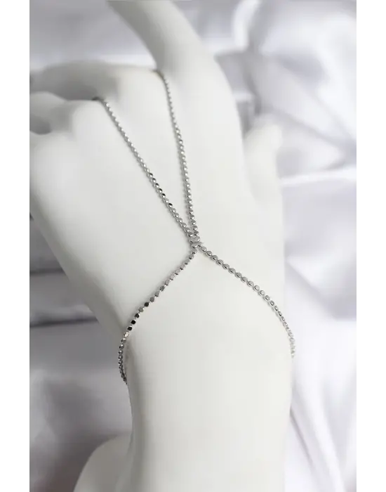 316L Çelik Gümüş Renk Ezme Zincir Model Kadın Şahmeran