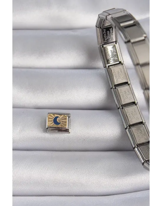 316L Çelik Gümüş Renk Gold Hilal İşlemeli Nomination Charm