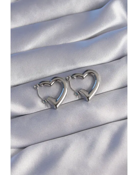   Gümüş İçi Boş Bubble Kalp Küpe