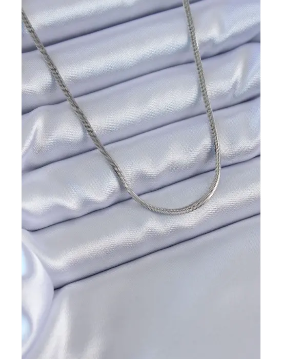  Gümüş  İnce İtalyan Zincir Model 60 cm  Çelik Kolye