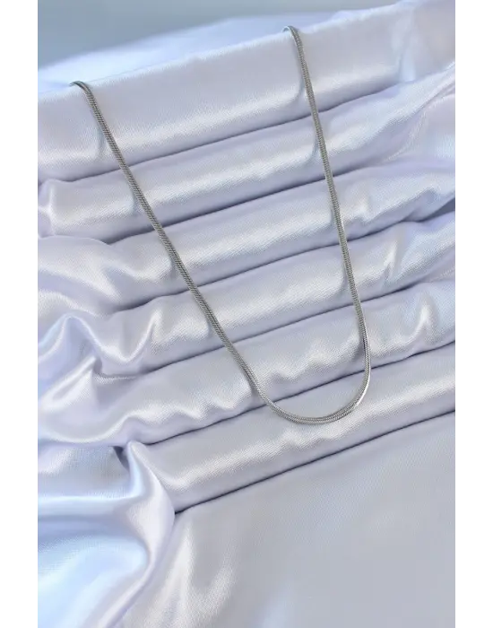  Gümüş  İnce İtalyan Zincir Model 60 cm  Çelik Kolye