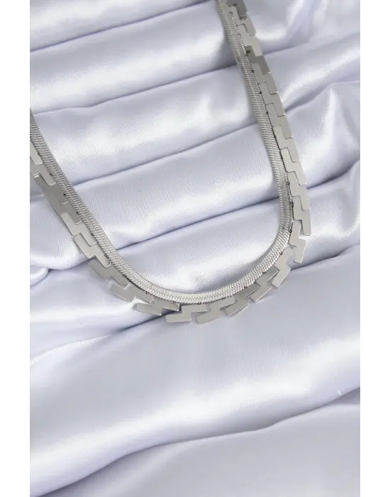  Gümüş  İtalyan Zincir Labirent Model  Çelik Kolye