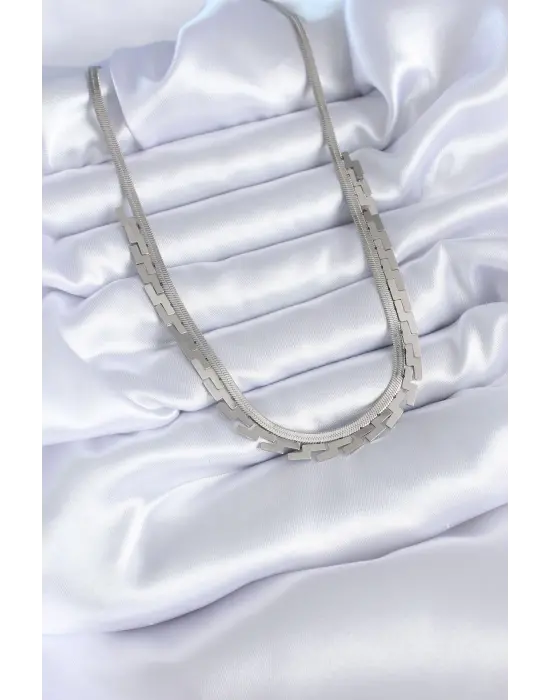  Gümüş  İtalyan Zincir Labirent Model  Çelik Kolye