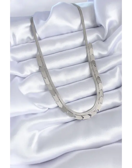  Gümüş  İtalyan Zincir Model  Çelik Kolye
