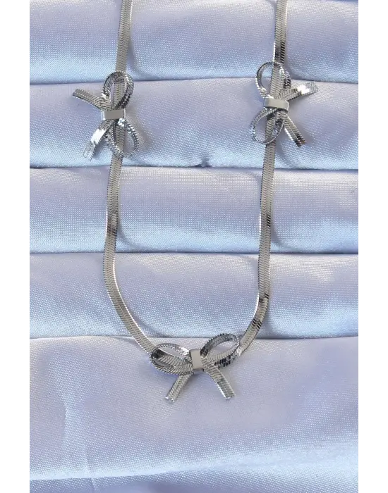  Gümüş  İtalyan Zincirli Fiyonk Çelik Kolye