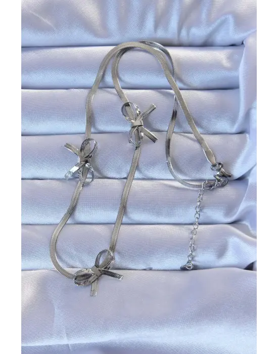  Gümüş  İtalyan Zincirli Fiyonk Çelik Kolye