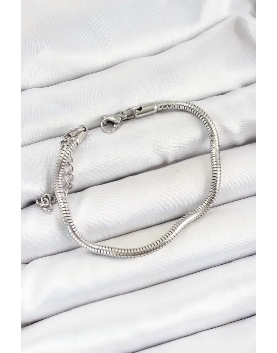 316L Çelik Gümüş Renk Kalın Yılan Zincir Erkek Bileklik