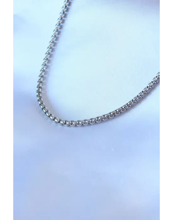 316L Çelik Gümüş Renk Kalın Zincir Model Erkek Kolye