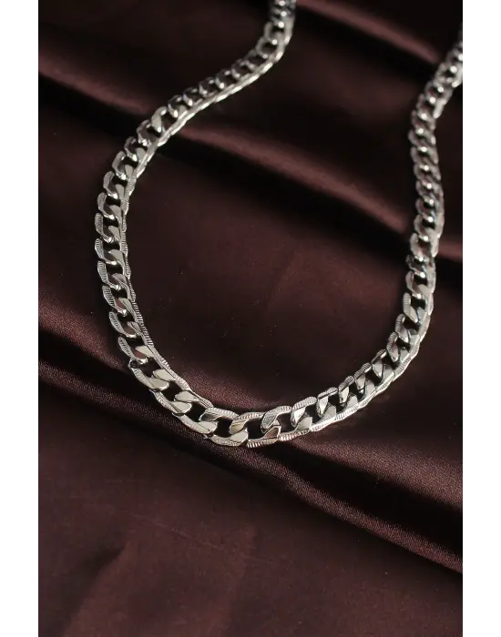 316L Çelik Gümüş Renk Kalın Zincirli Erkek Kolye