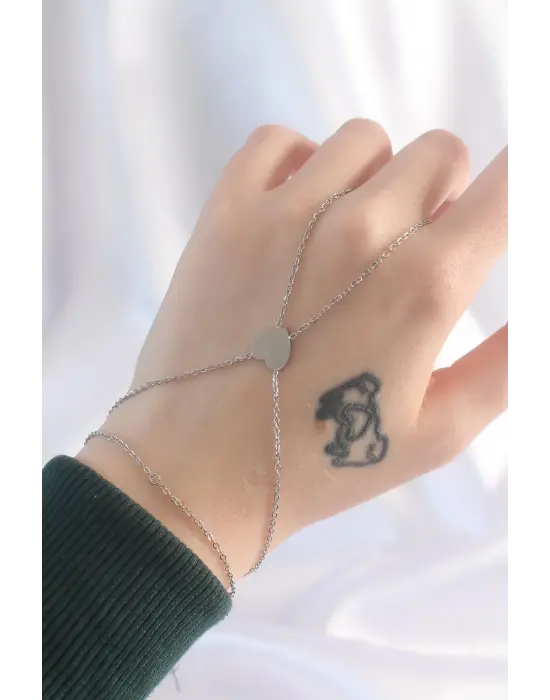 316L Çelik Gümüş Renk Kalp Tasarımlı Şahmeran