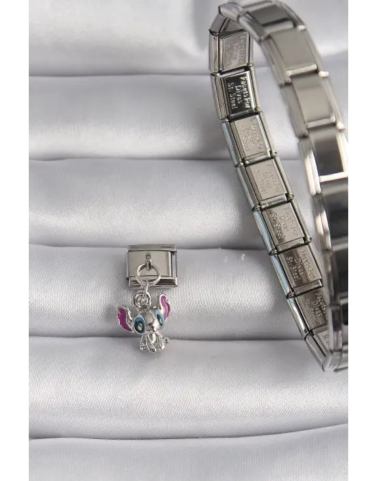 316L Çelik Gümüş Renk Kedi Model Nomination Charm