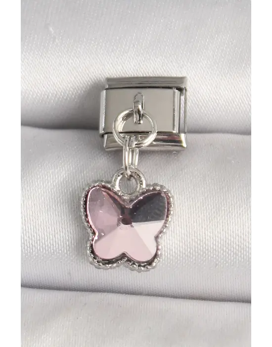 316L Çelik Gümüş Renk Kelebek Model Nomination Charm