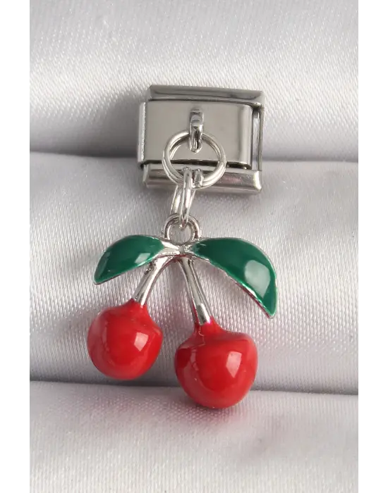 316L Çelik Gümüş Renk Kiraz Model Nomination Charm