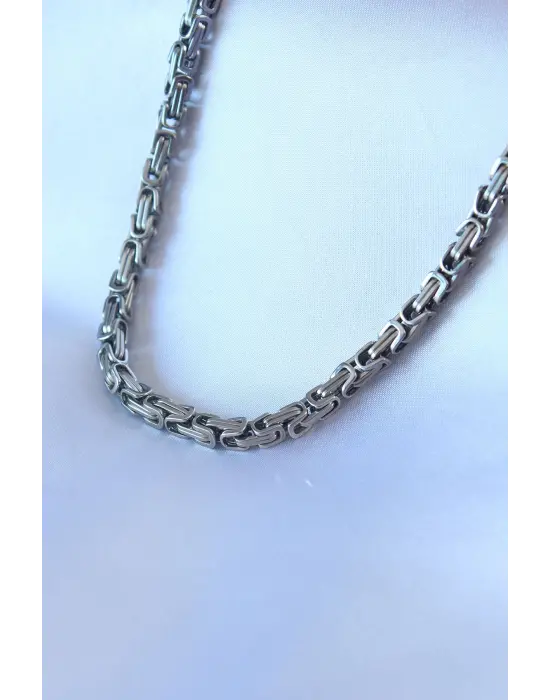 316L Çelik Gümüş Renk Kral Zincir Model Erkek Kolye