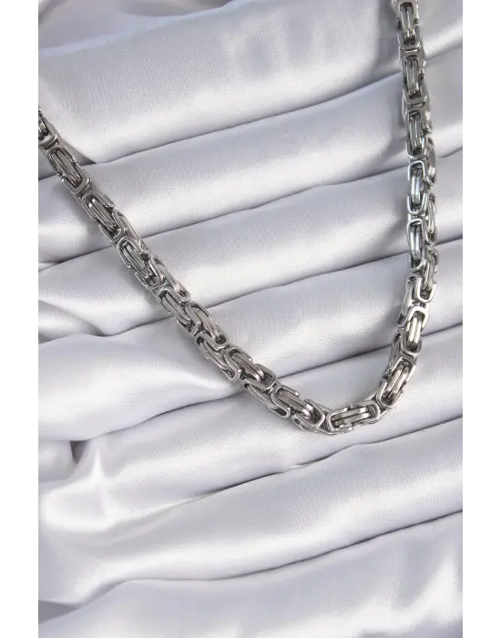  Gümüş  Kral Zincir Model Erkek Çelik Kolye