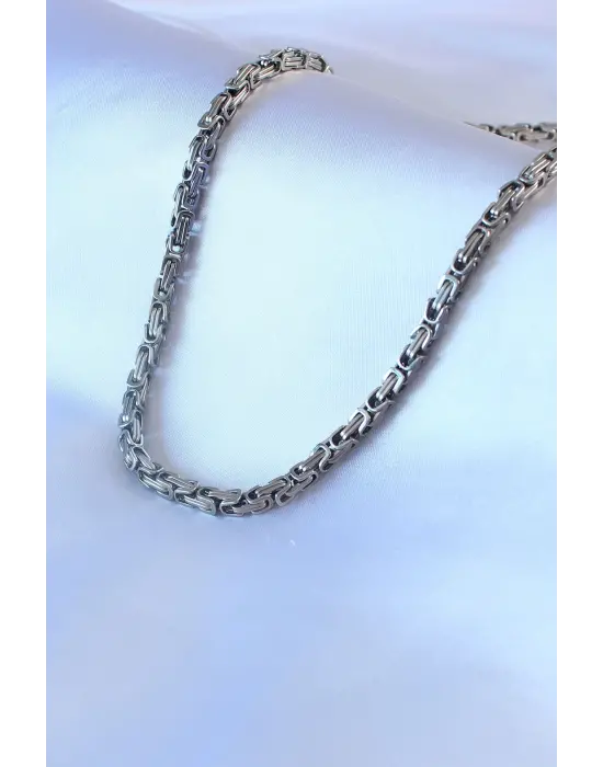 316L Çelik Gümüş Renk Kral Zincir Model Erkek Kolye