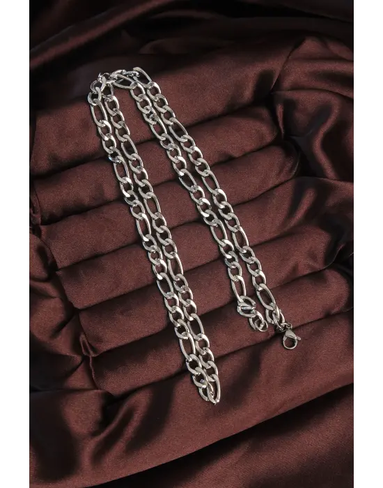 316L Çelik Gümüş Renk Kuş Gözü Zincir Kolye