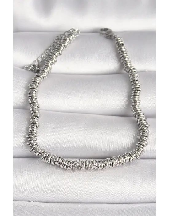 316L Çelik Gümüş Renk Minimal Çoklu Halka Model Kadın Bileklik