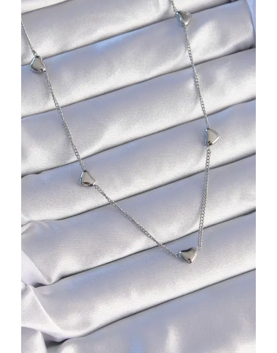  Gümüş  Minimal Kalp Model Çelik Kolye