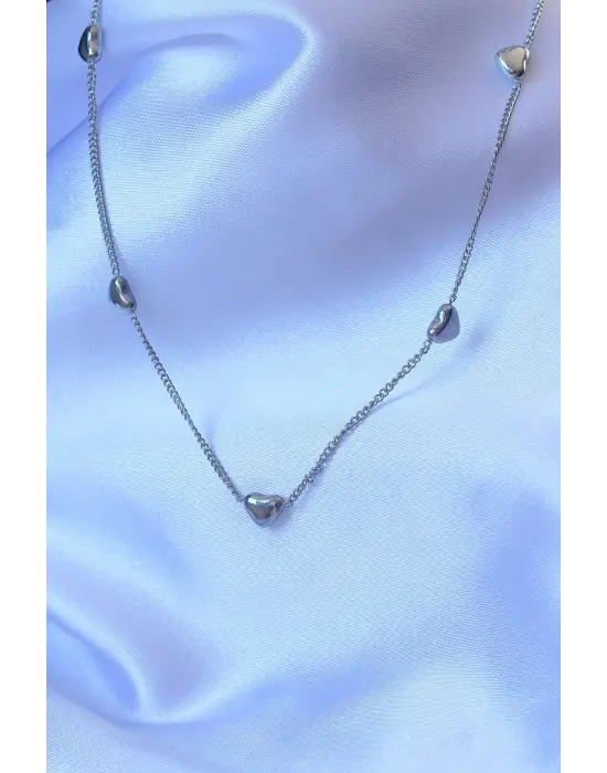  Gümüş  Minimal Kalp Model Çelik Kolye