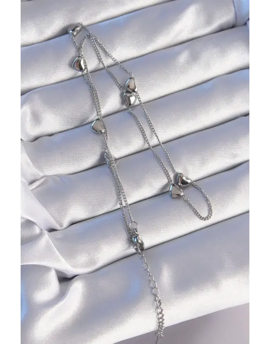  Gümüş  Minimal Kalp Model Çelik Kolye